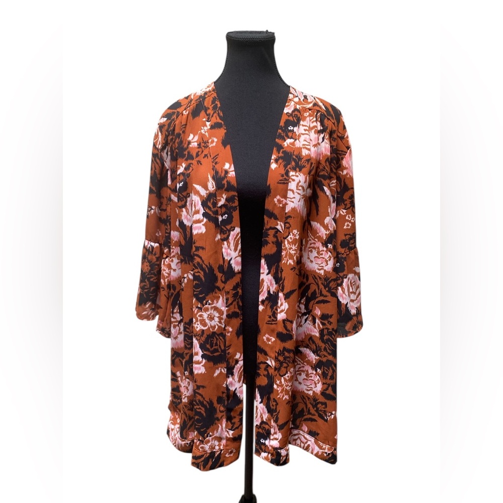 Motherhood Maternity Brown and Pink Kimono S/M GUC